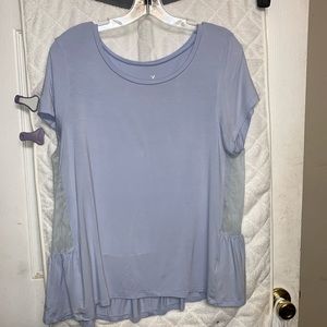 L American Eagle soft blue peplum/sheer side shirt
